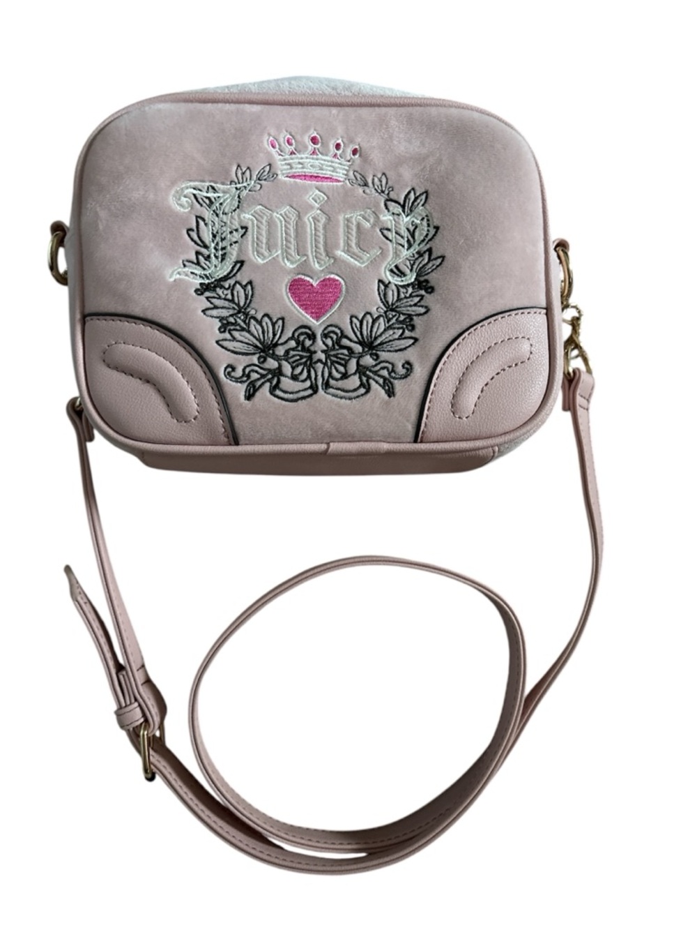 Juicy Couture Light Pink Embroidered Crossbody Camera Bag